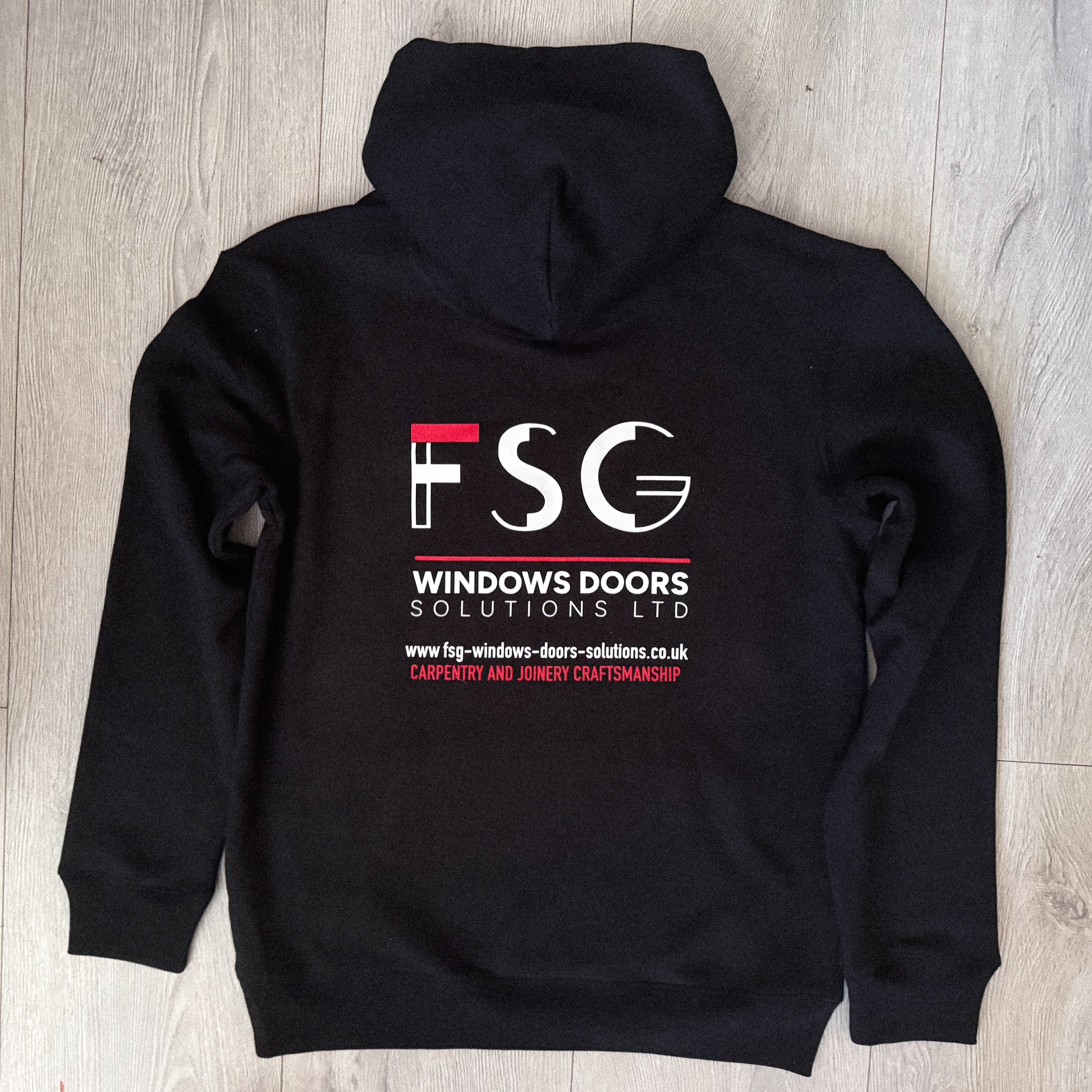 Printed work hoodie with FSG logo and company branding – Park Royal